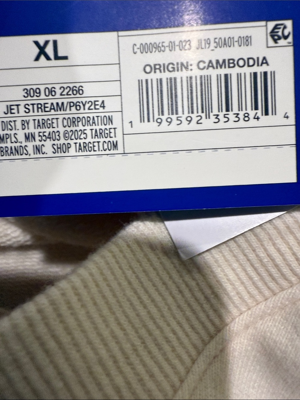 JoyLab Cream Lace-Trim V-Neck Sweatshirt - Picture 9 of 9
